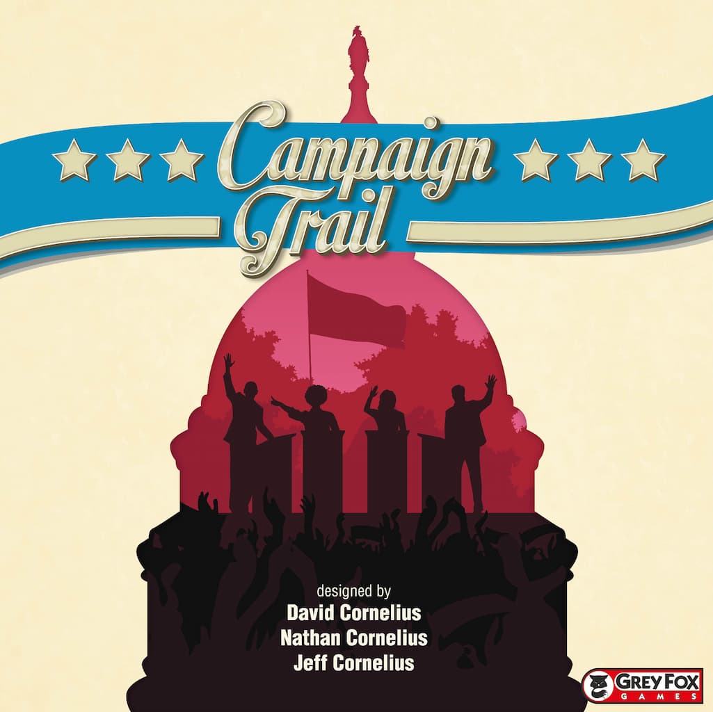 Campaign Trail was published by Grey Fox Games and the board game manufacturer was Boda Games Manufacturing.