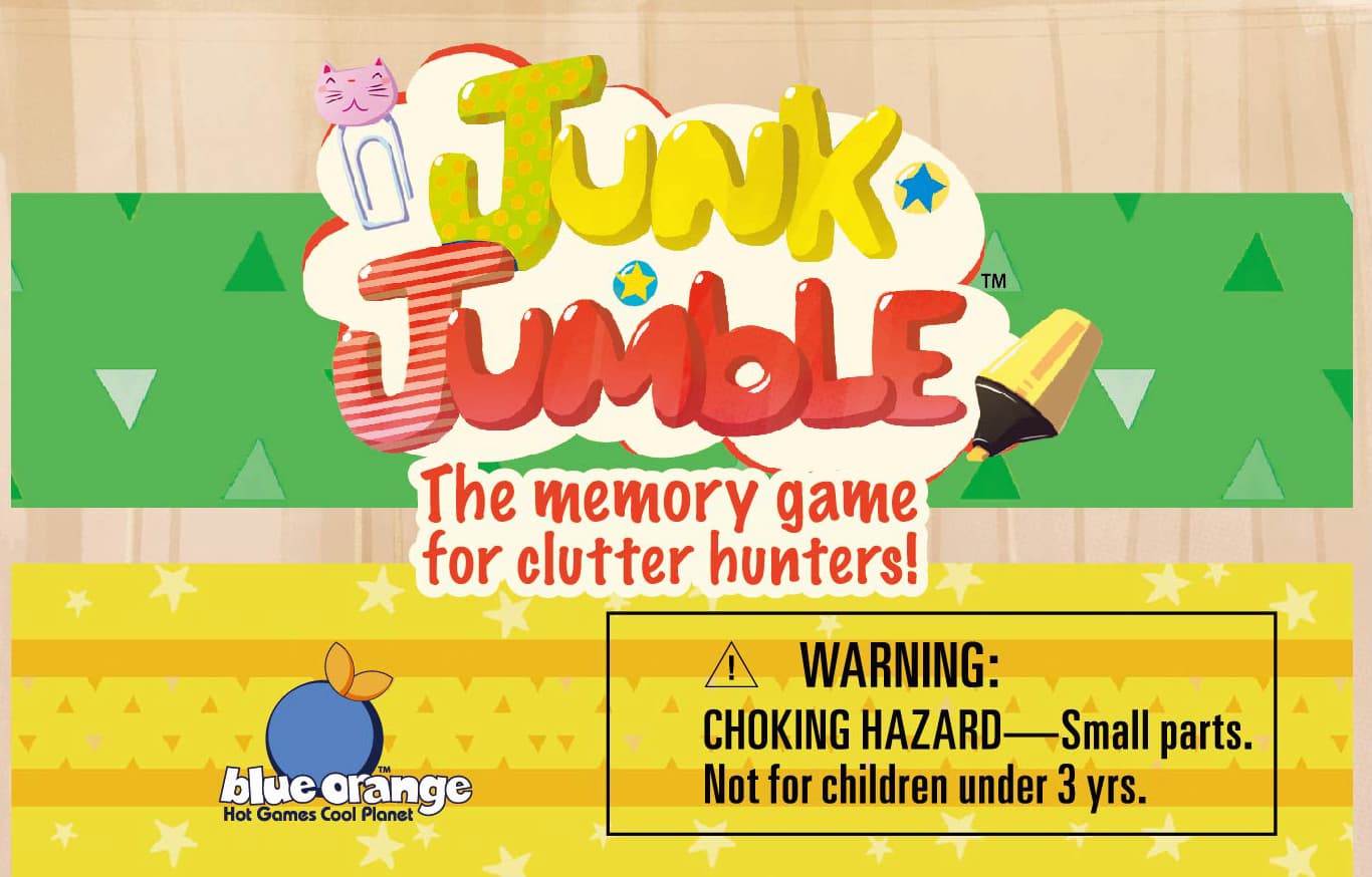 Junk Jumble was published by Blue Orange Games and the board game manufacturer was Boda Games Manufacturing.