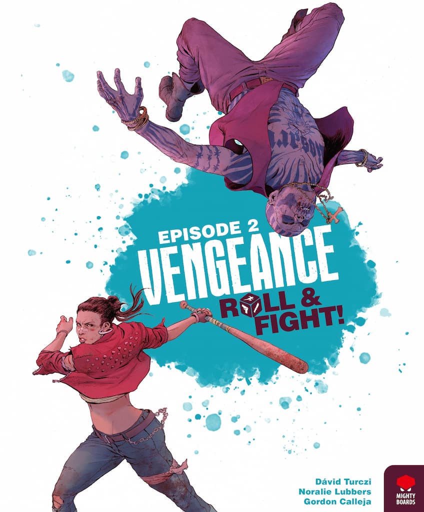 Vengeance: Roll & Fight Episode 2 was published by Mighty Boards and the board game manufacturer was Boda Games Manufacturing.