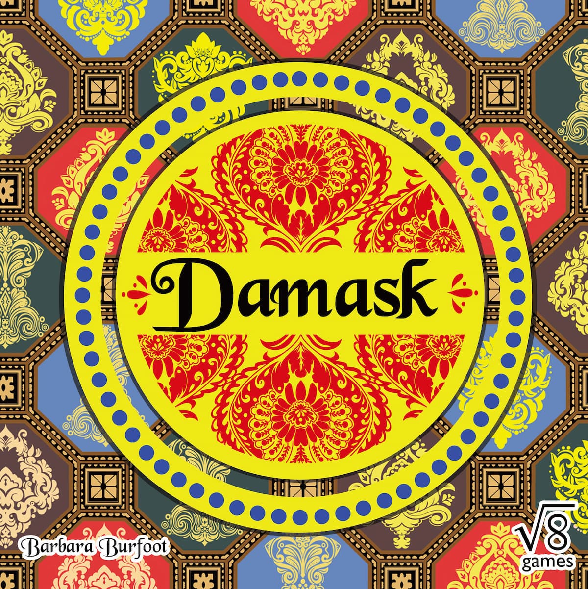 Damask the board game was manufactured by Boda Games Manufacturing.